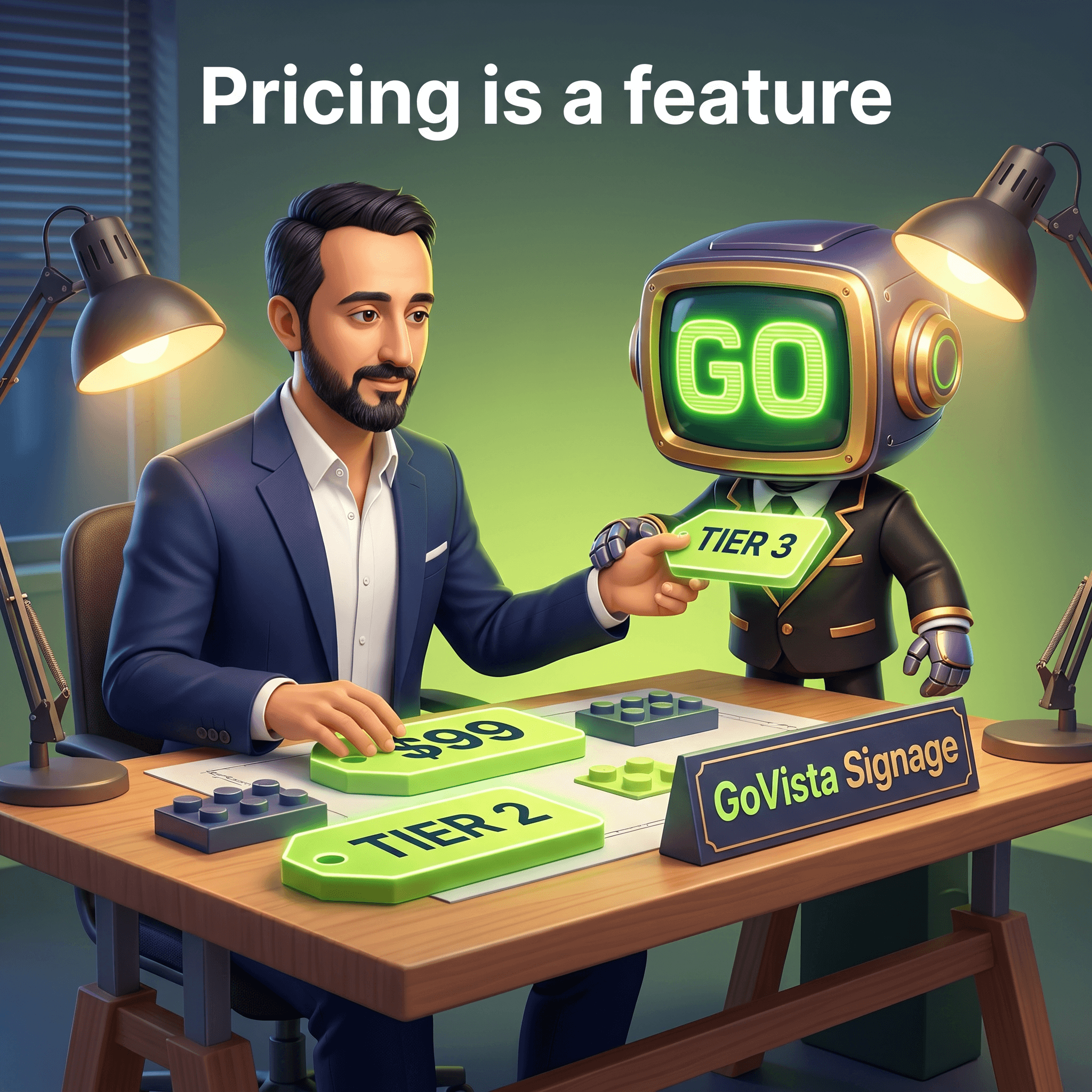 Mascot illustration · El precio es una feature, no una idea de último momento